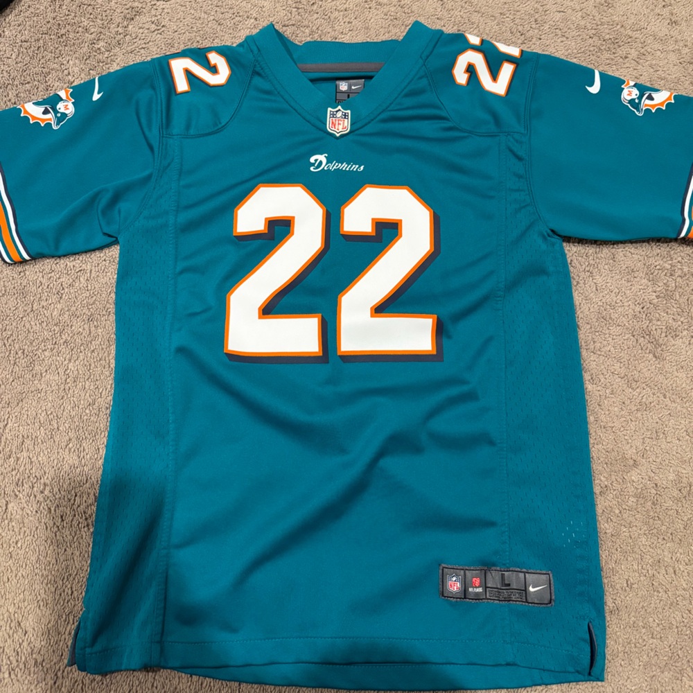 Nike Teal Miami Dolphins #22 (BUSH) Football Jersey with White & Orange Accents